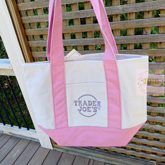 Trader Joe's Mini Pastel Canvas Tote Bags set of 4 limited edition - Picture 4 of 15